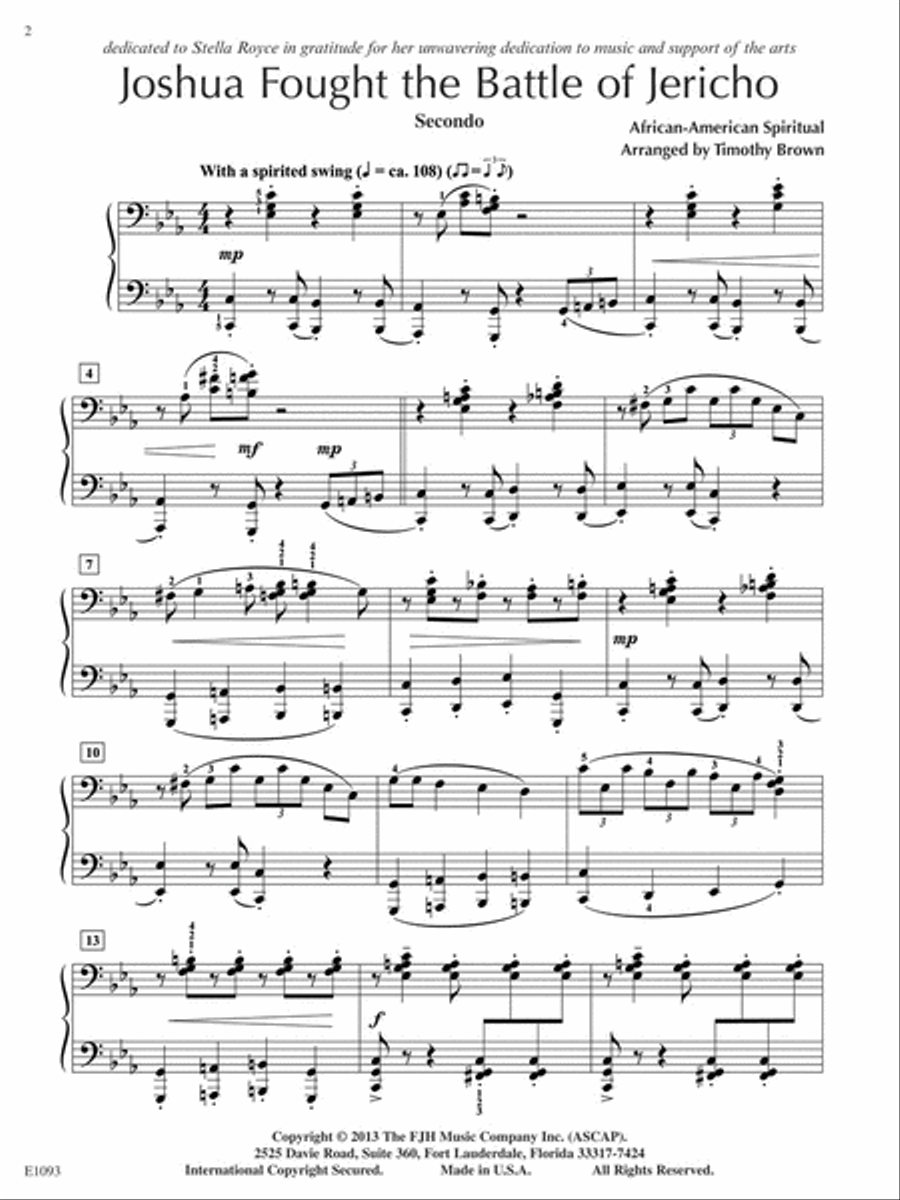 Joshua Fought The Battle of Jericho (NFMC) Piano Solo scores gallery preview page 3