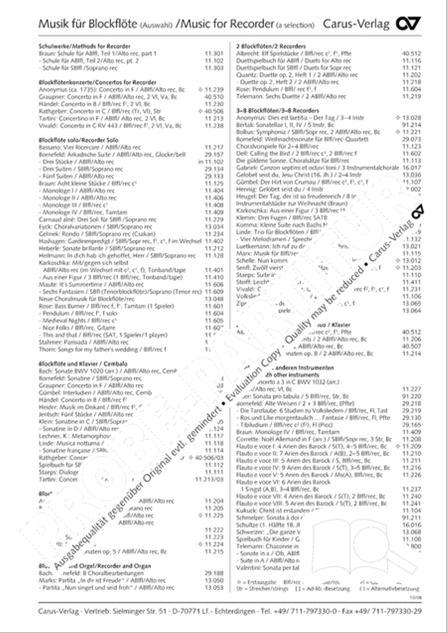 Vier Ricercare Recorder scores gallery preview page 14