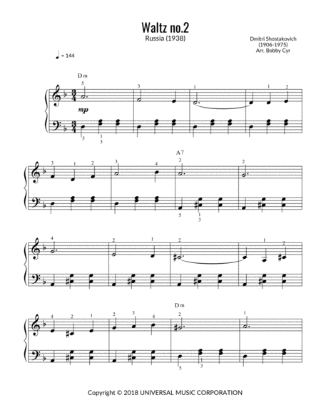 Waltz Nr 2 - Dmitri Shostakovich (Easy Piano Solo)