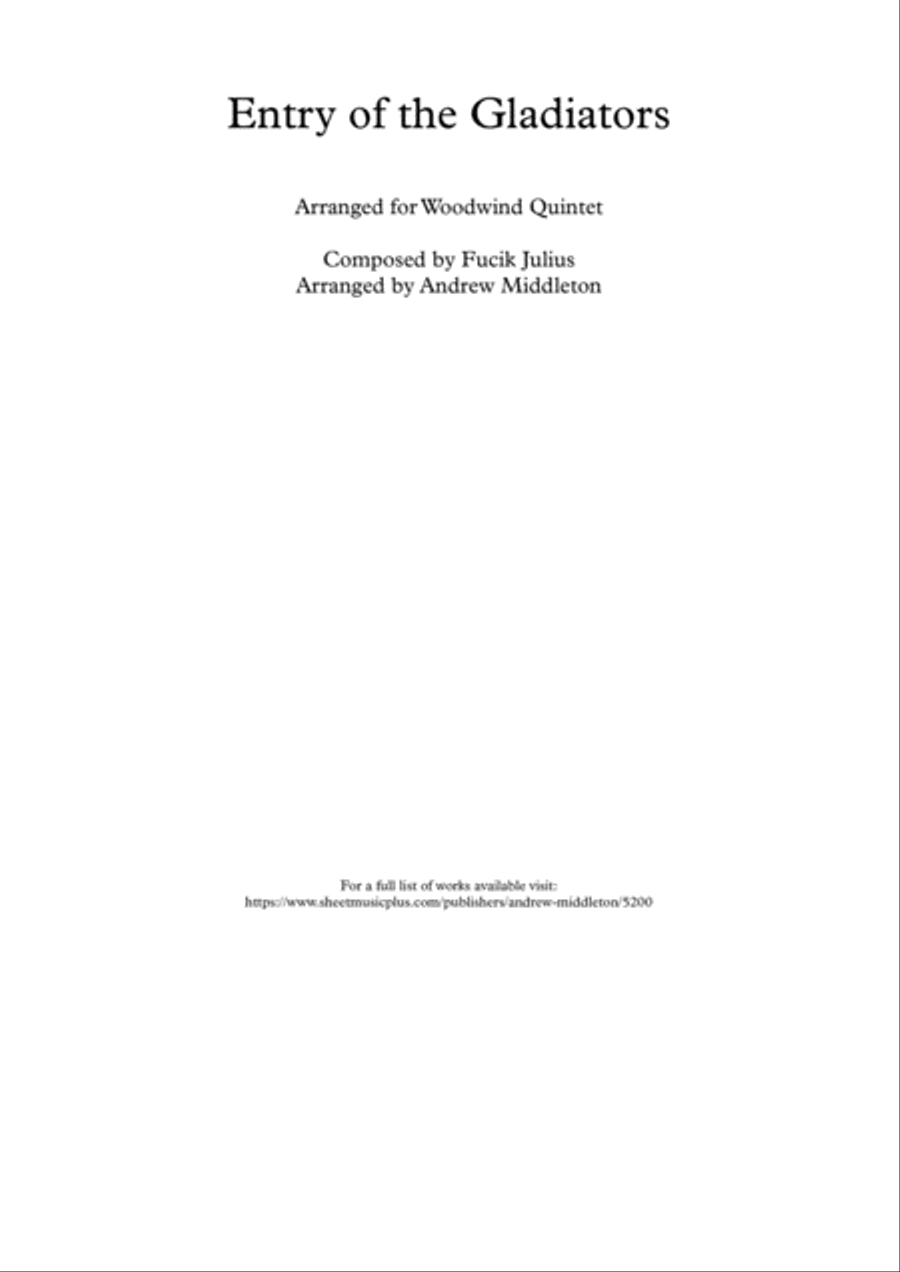 Entry of the Gladiators arranged for Wind Quintet Woodwind Quintet scores gallery preview page 1