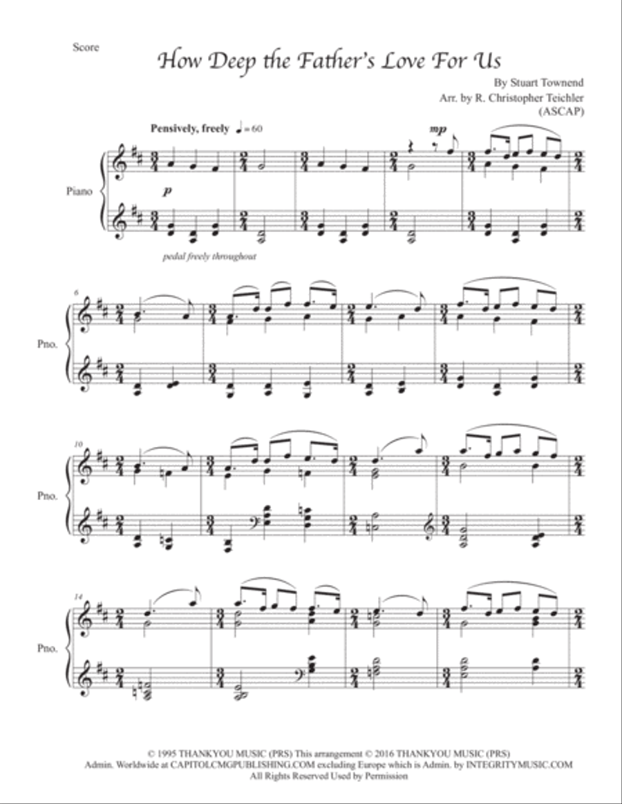 How Deep The Father's Love For Us How Deep The Father's Love For Us Piano Solo scores gallery preview page 2
