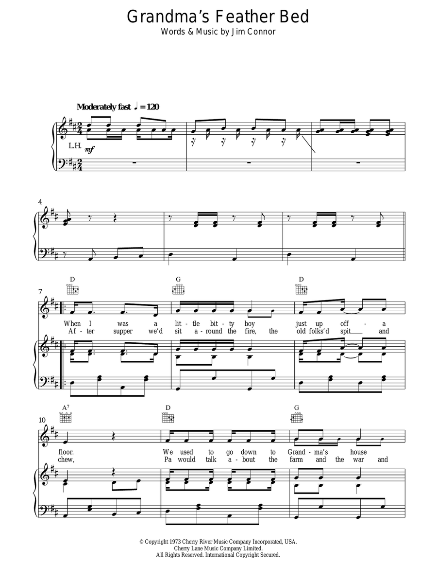 Grandma's Feather Bed Piano, Vocal, Guitar scores gallery preview page 1