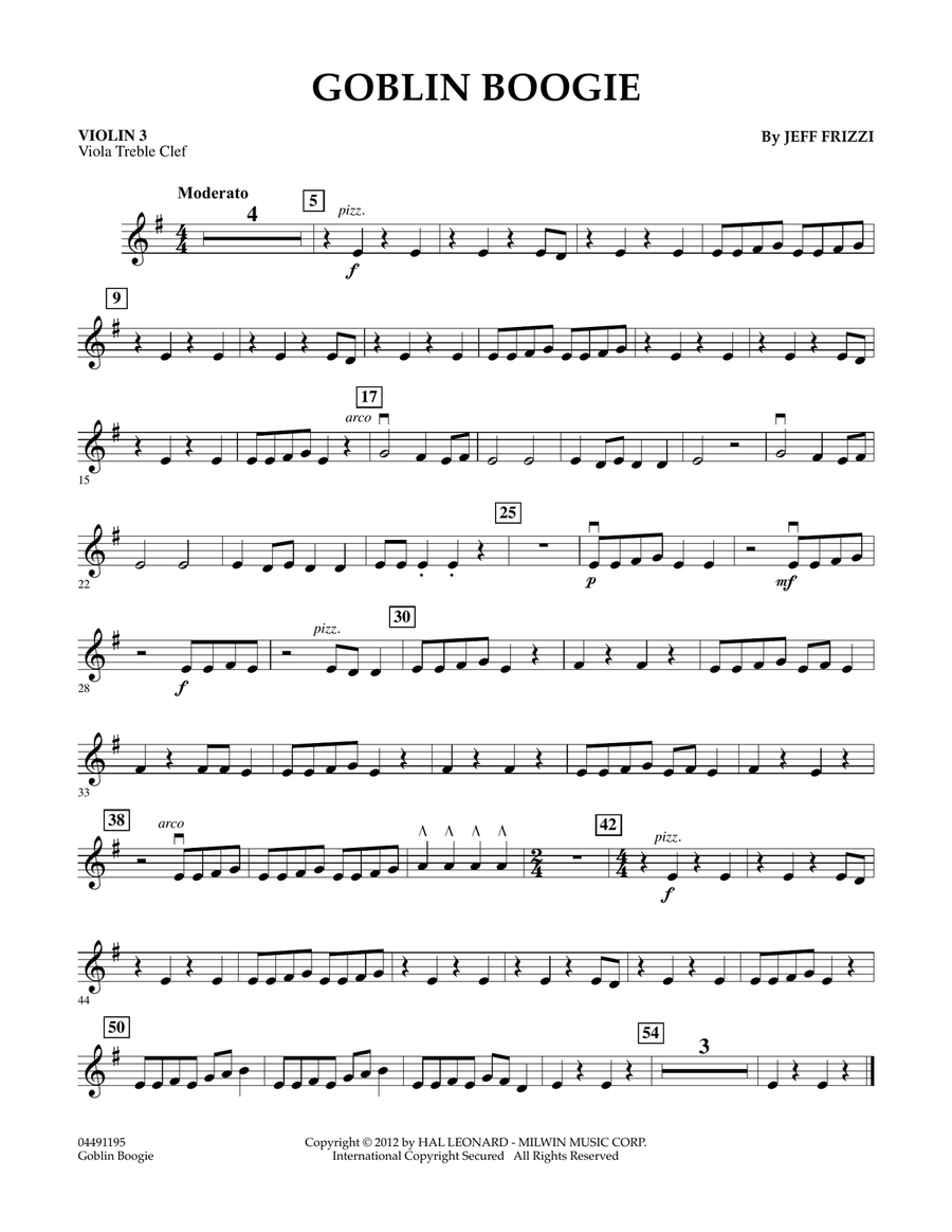 Goblin Boogie - Violin 3 (Viola Treble Clef) Orchestra scores gallery preview page 1