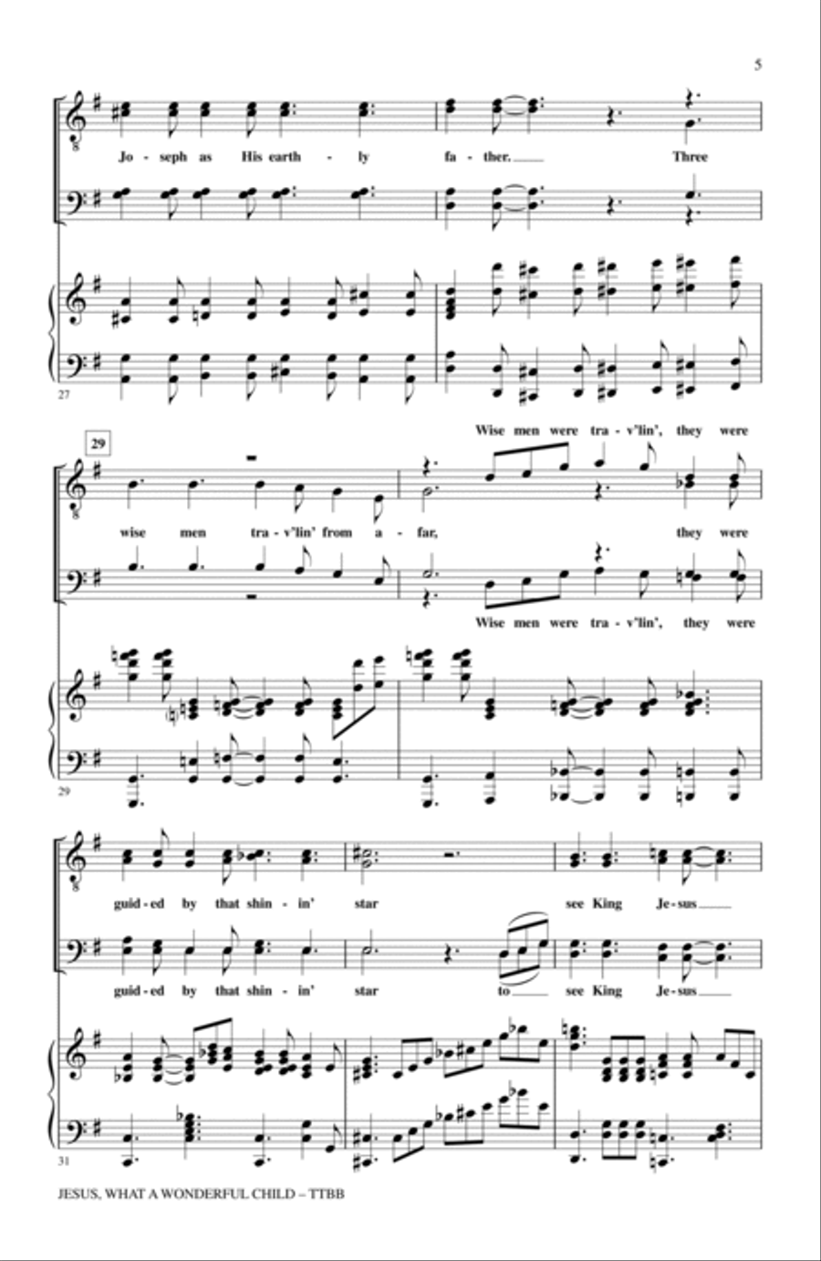 Jesus, What A Wonderful Child TTBB scores gallery preview page 4