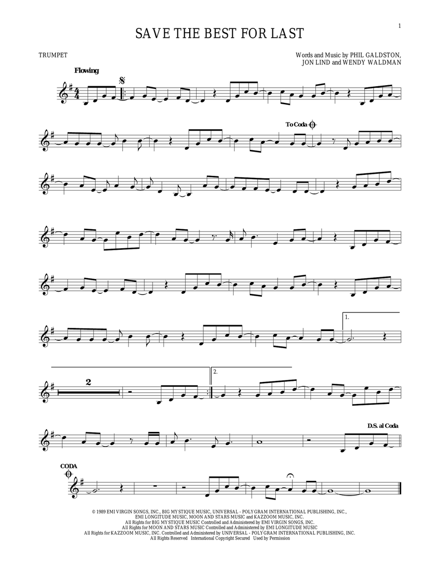 Save The Best For Last Save The Best For Last Trumpet Solo scores gallery preview page 1