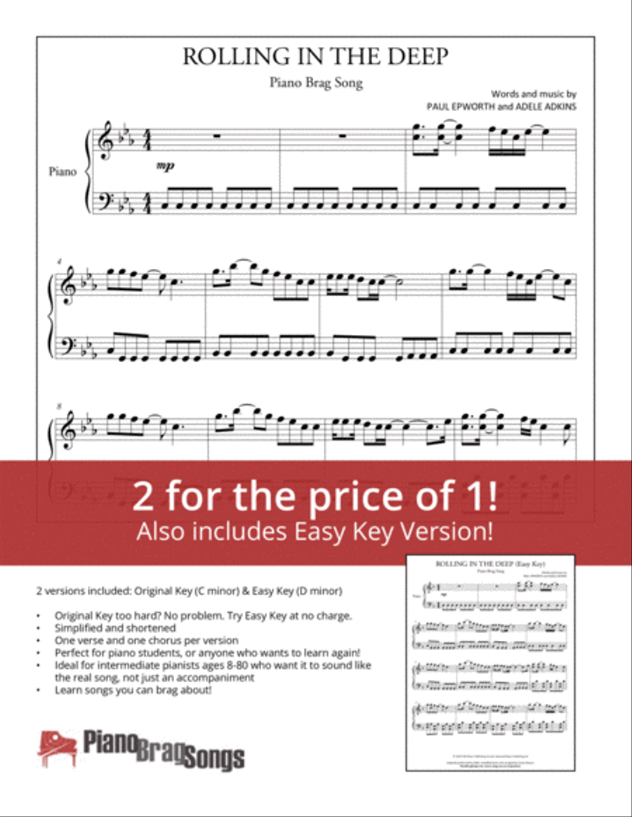 Rolling In The Deep Easy Piano scores gallery preview page 1