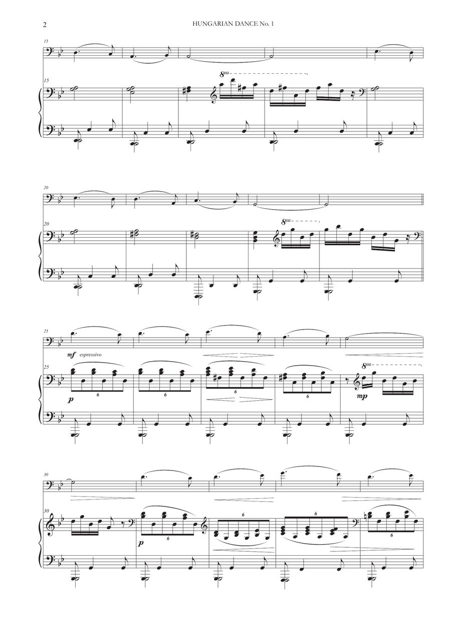 Hungarian Dance No. 1 for Cello and Piano Piano scores gallery preview page 2