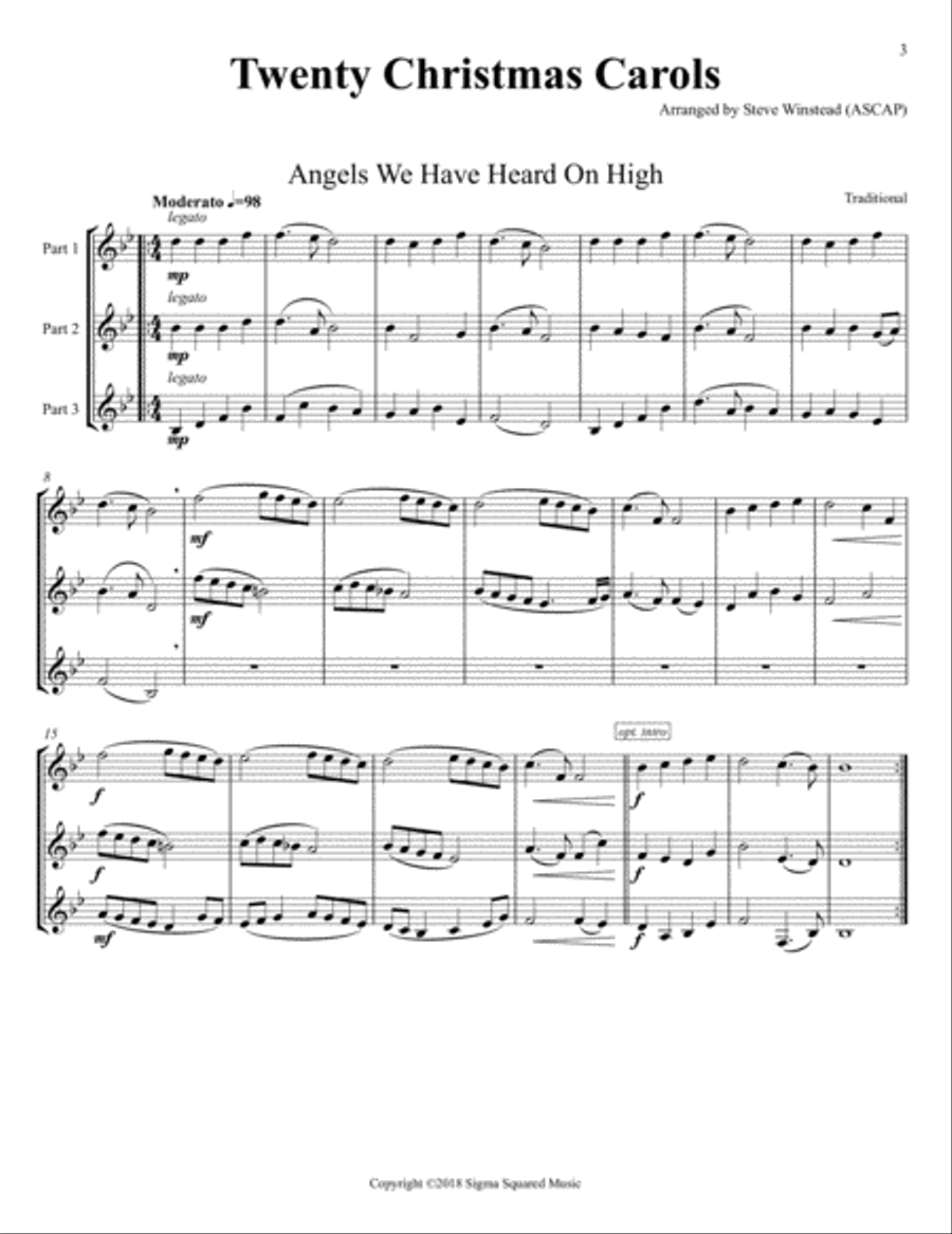 Twenty Christmas Carols for Flexible Woodwind Trio Woodwind Trio scores gallery preview page 3