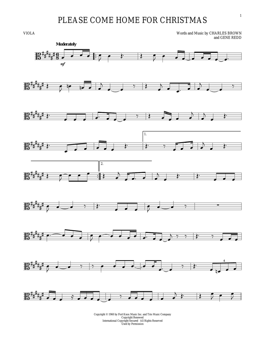 Please Come Home For Christmas Viola Solo scores gallery preview page 1