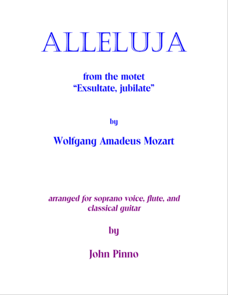 Mozart Alleluja (soprano voice, flute, and classical guitar) Small Ensemble scores gallery preview page 1