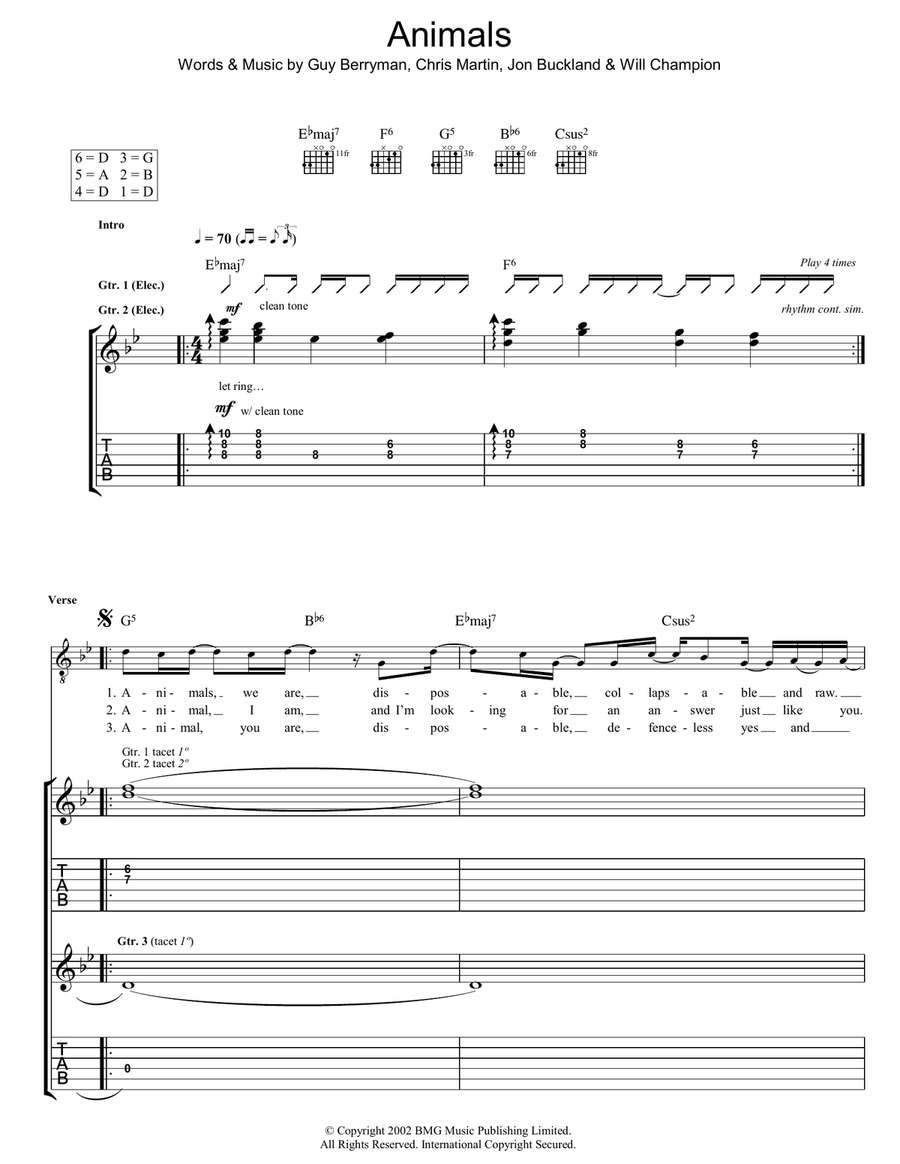 Animals Animals Acoustic Guitar scores gallery preview page 1