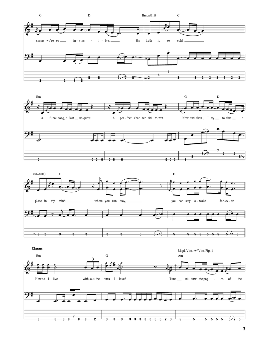 So Far Away Bass Guitar Tablature scores gallery preview page 3