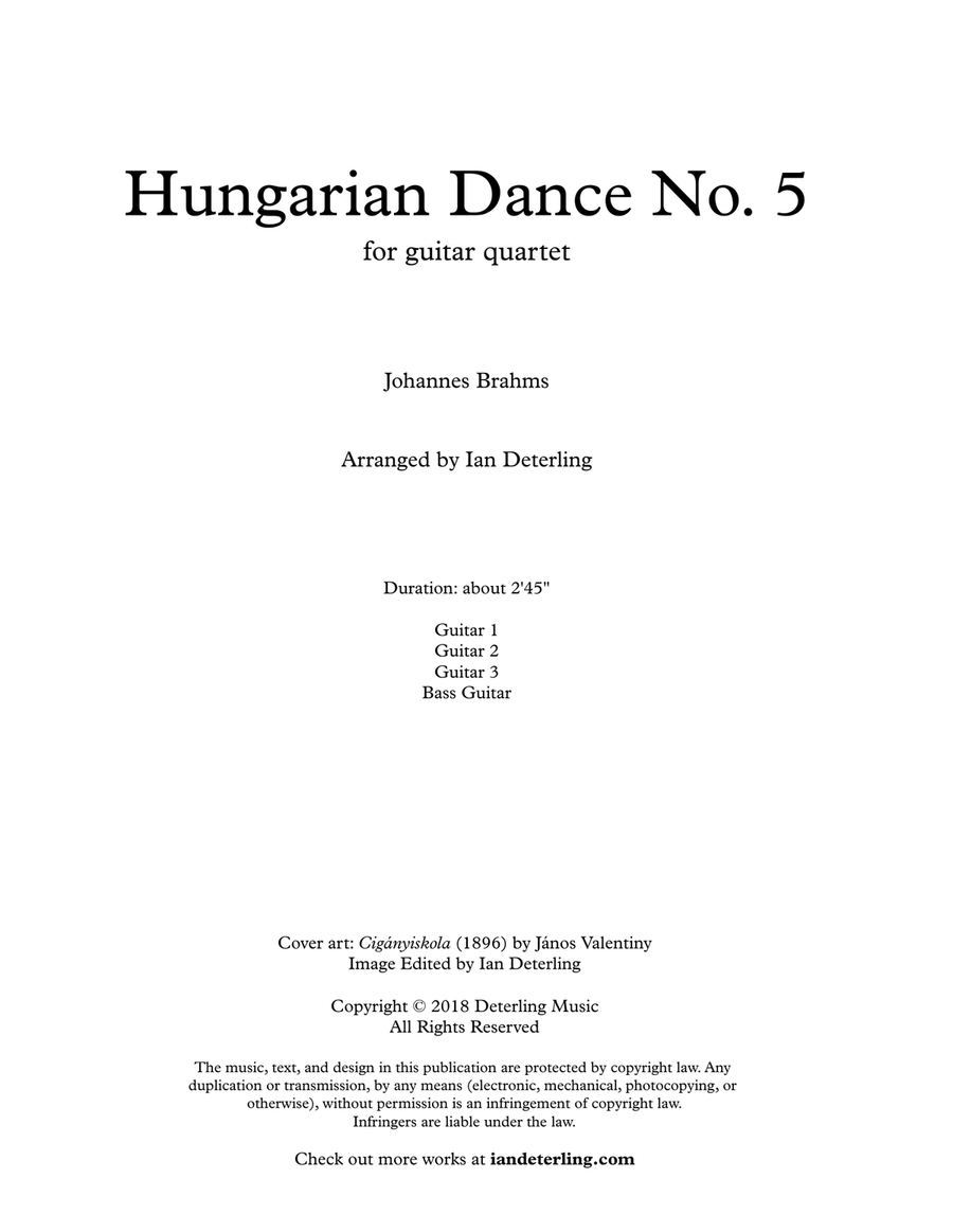 Hungarian Dance No. 5 (for Guitar Quartet) Guitar Ensemble scores gallery preview page 2