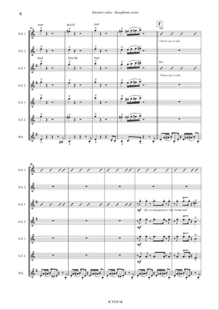 Klezmer salsa pour septet Saxophone Ensemble scores gallery preview page 7