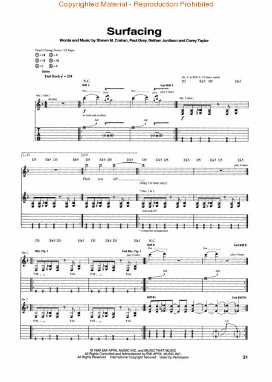Slipknot Slipknot Electric Guitar scores gallery preview page 4