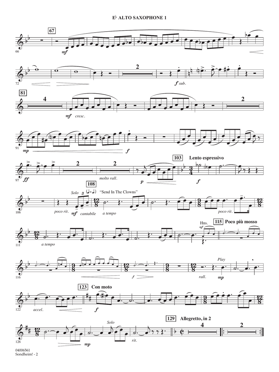 Sondheim! (arr. Stephen Bulla) - Eb Alto Saxophone 1 Concert Band scores gallery preview page 2