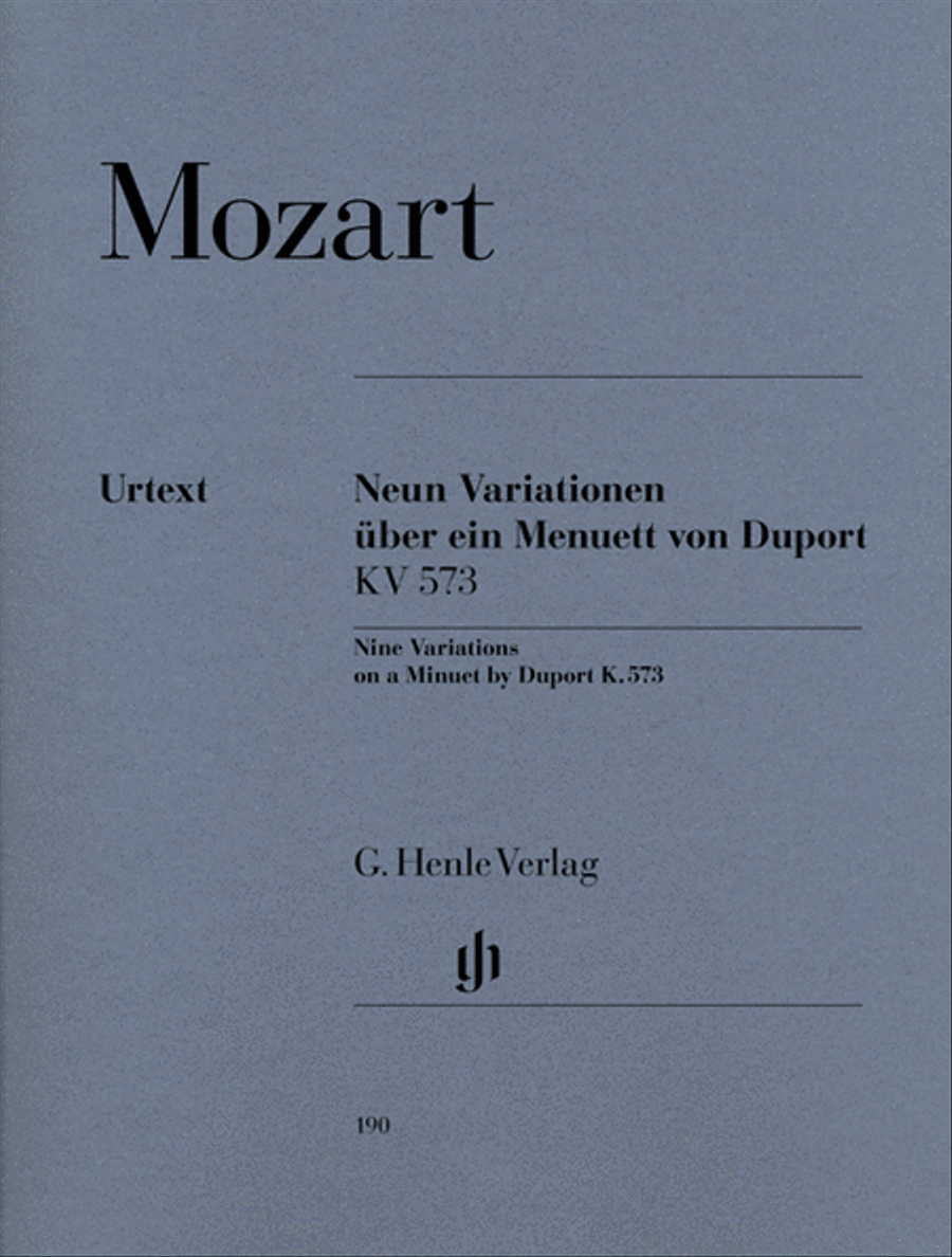 9 Variations on a Minuet by Duport K573 Piano Solo scores gallery preview page 1