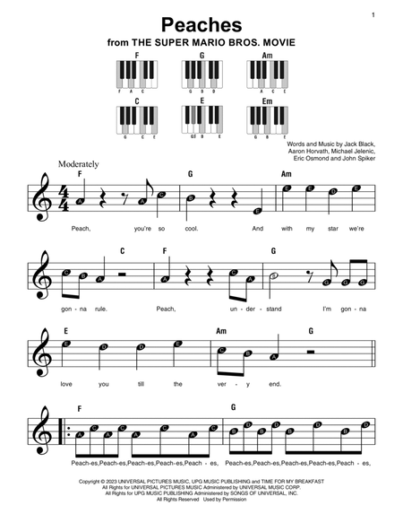 ☆ Jack Black-The Super Mario Bros. Movie - Peaches Sheet Music pdf, - Free  Score Download ☆