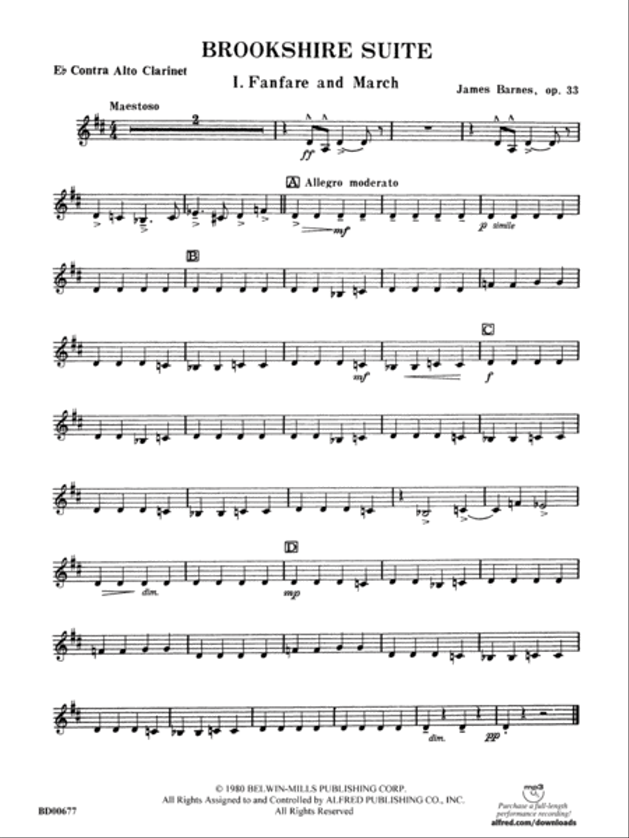 Brookshire Suite: E-flat Contra-Alto Clarinet Concert Band scores gallery preview page 1