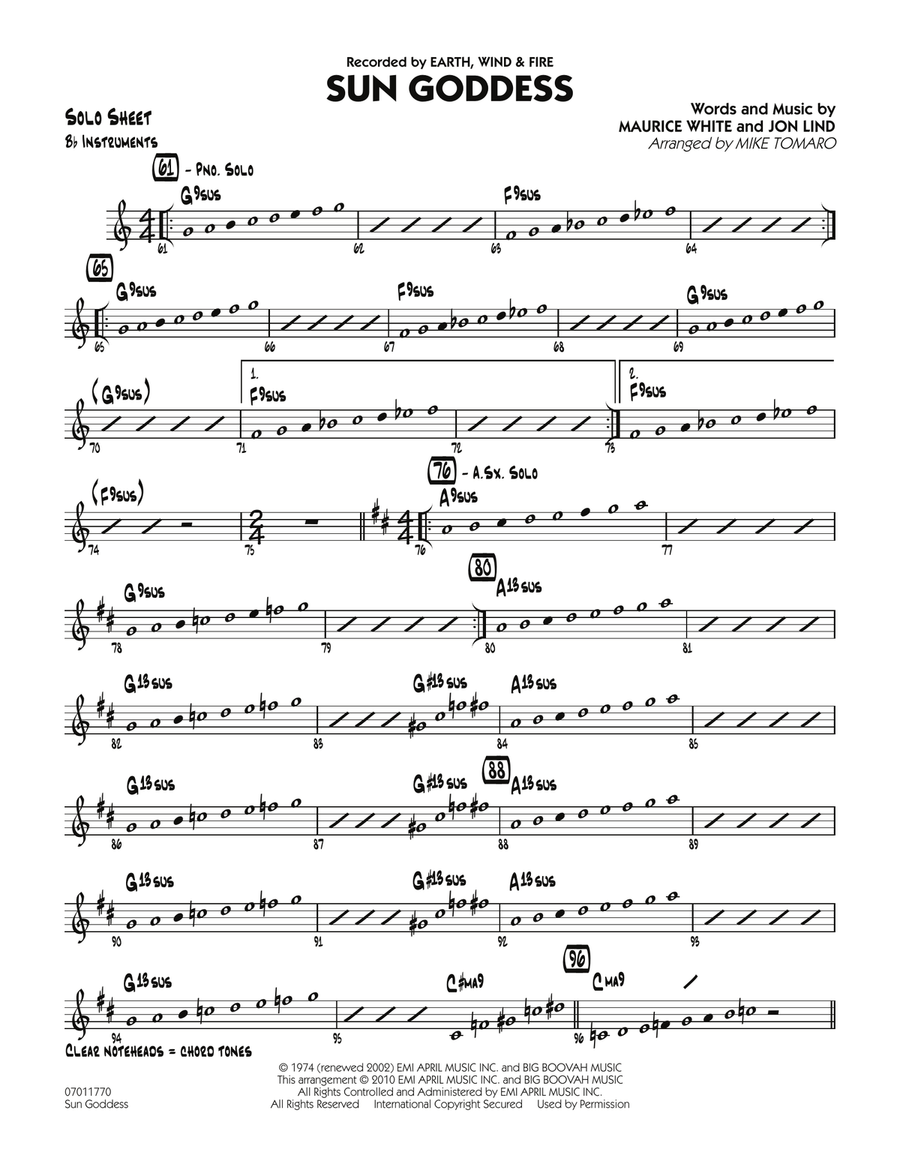 Sun Goddess - Bb Solo Sheet Jazz Ensemble scores gallery preview page 1