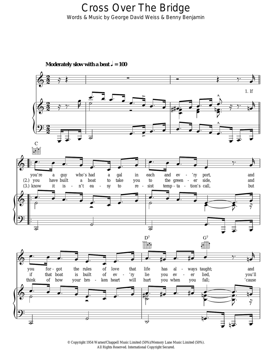 Cross Over The Bridge Acoustic Guitar scores gallery preview page 1