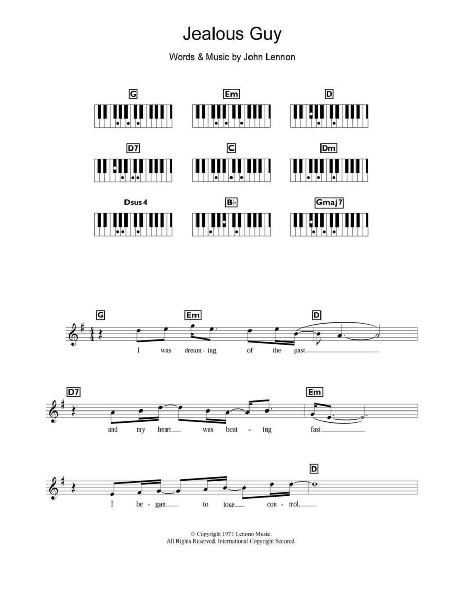 Jealous Guy Piano scores gallery preview page 1
