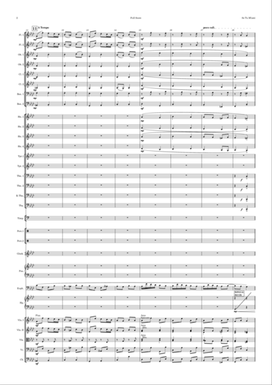 Se Tu M'ami Orchestra with solo Euphonium (or Trombone or Vocal) Key of Fm Flute scores gallery preview page 4