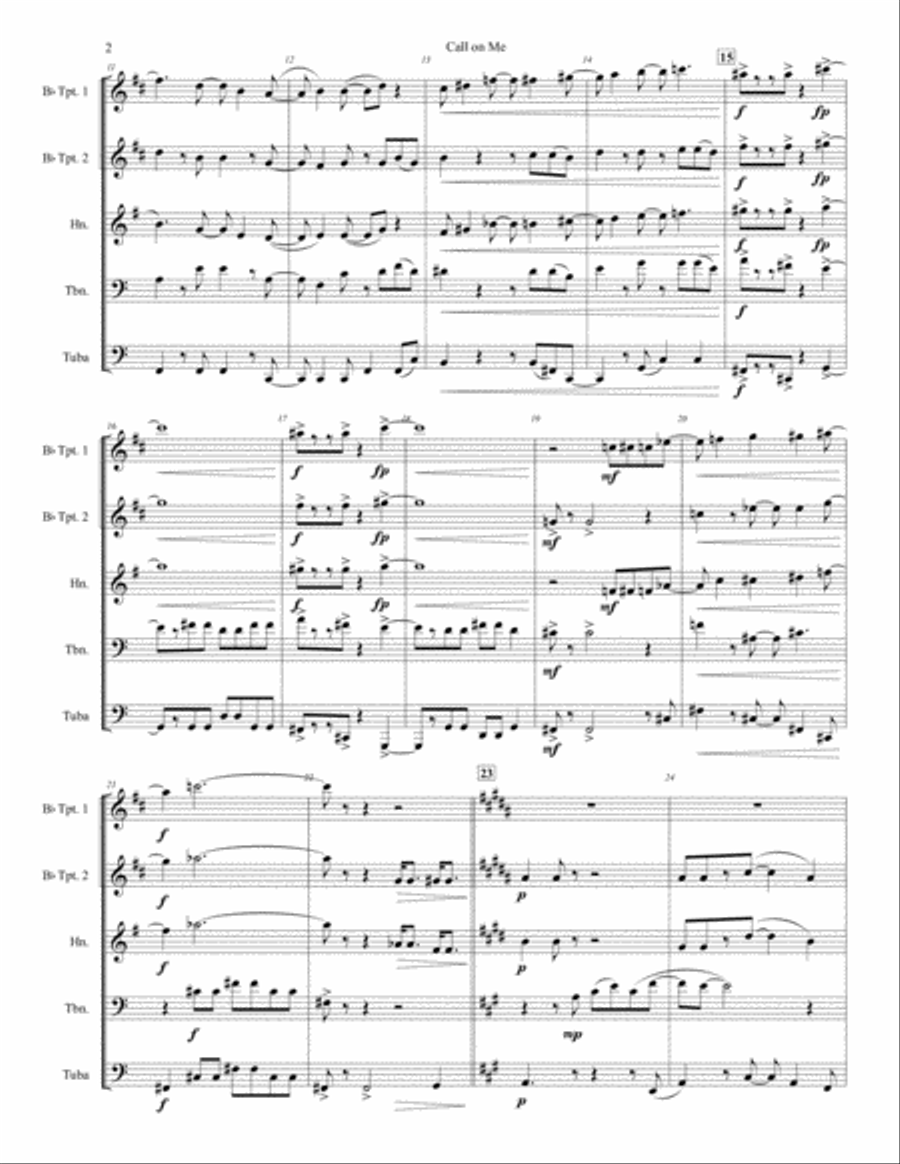 Call On Me Call On Me Brass Quintet scores gallery preview page 2