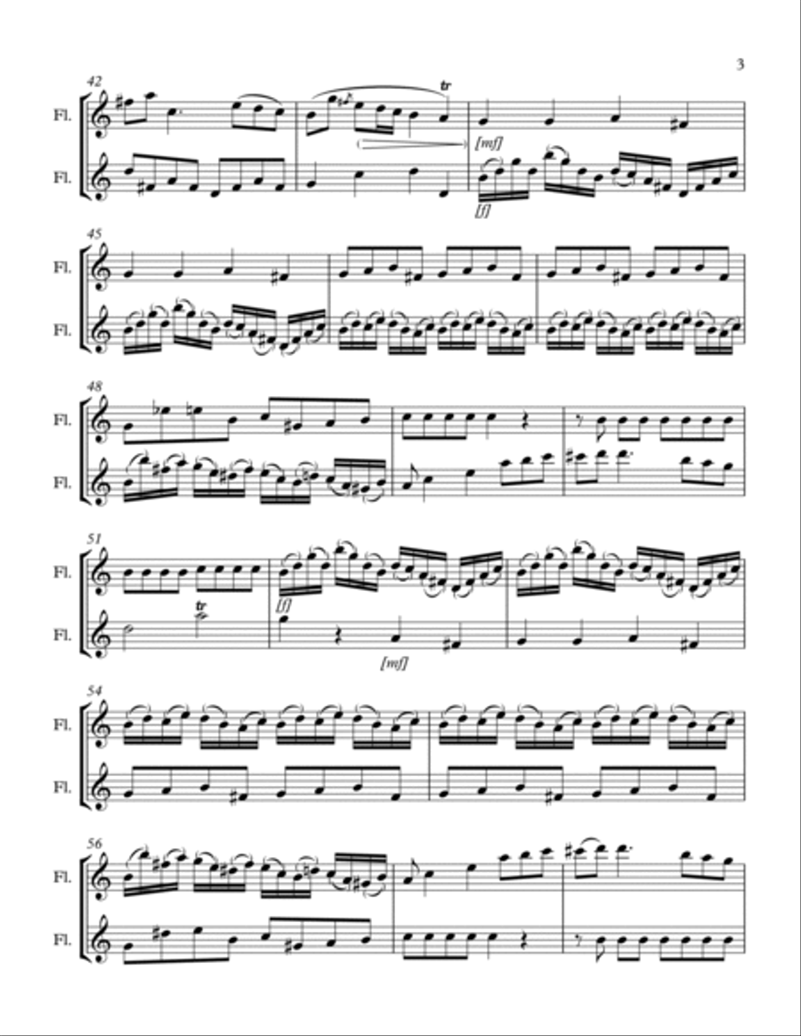 Duet #1 from Book III of Duets for Violin Flute Duet scores gallery preview page 3