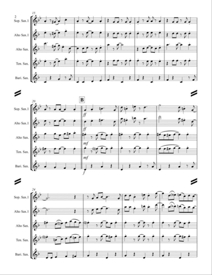 Sweet Georgia Brown (for Saxophone Quartet) SATB or AATB Saxophone Quartet scores gallery preview page 3