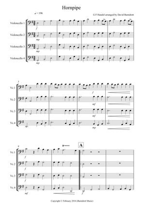 Hornpipe from Handel's Water Music for Cello Quartet