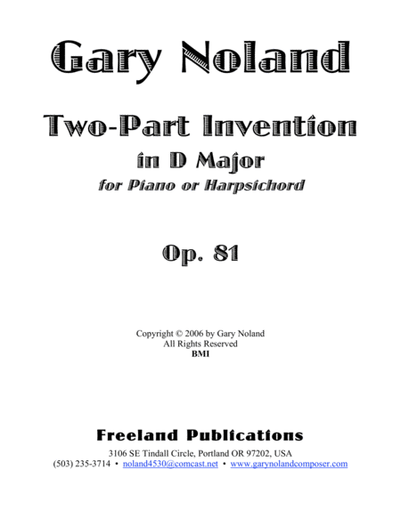 "Two-Part Invention" in D Major Op. 81