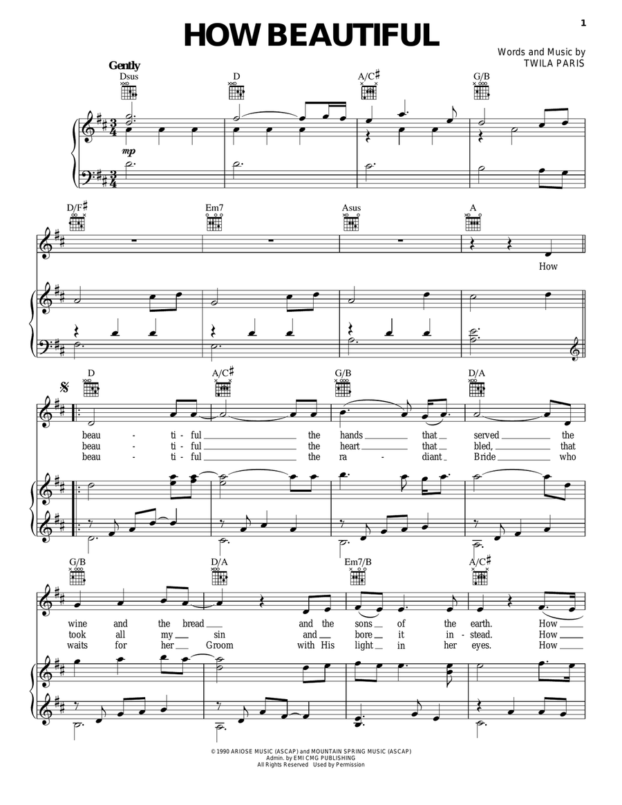 How Beautiful Acoustic Guitar scores gallery preview page 1