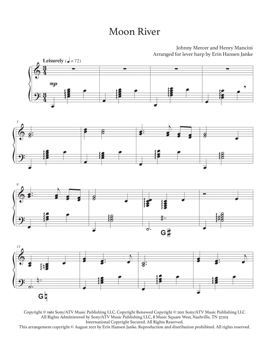 Moon River Harp scores gallery preview page 1