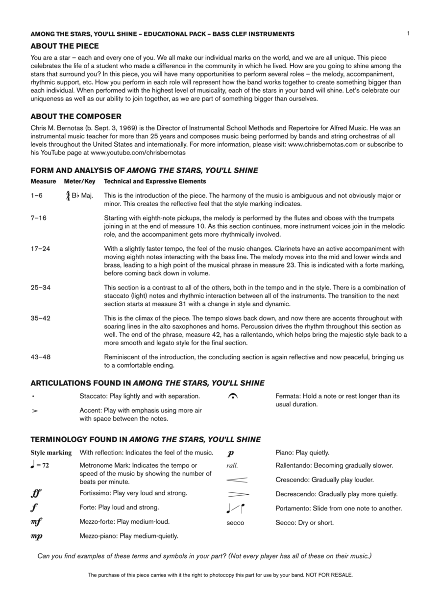 Among the Stars, You'll Shine: Bass Clef Educational Pack Concert Band scores gallery preview page 1