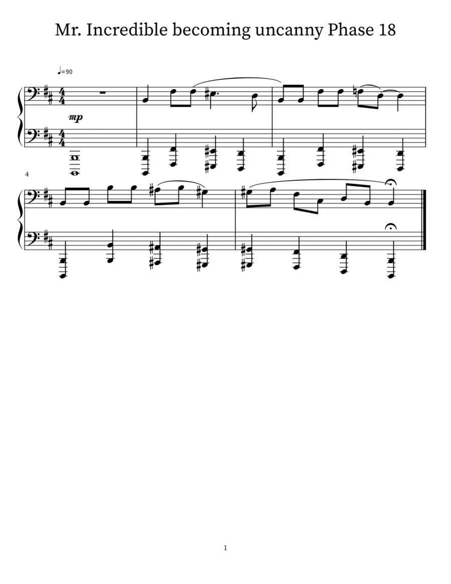 Mr. Incredible becoming uncanny Phase 18 Easy Piano scores gallery preview page 1