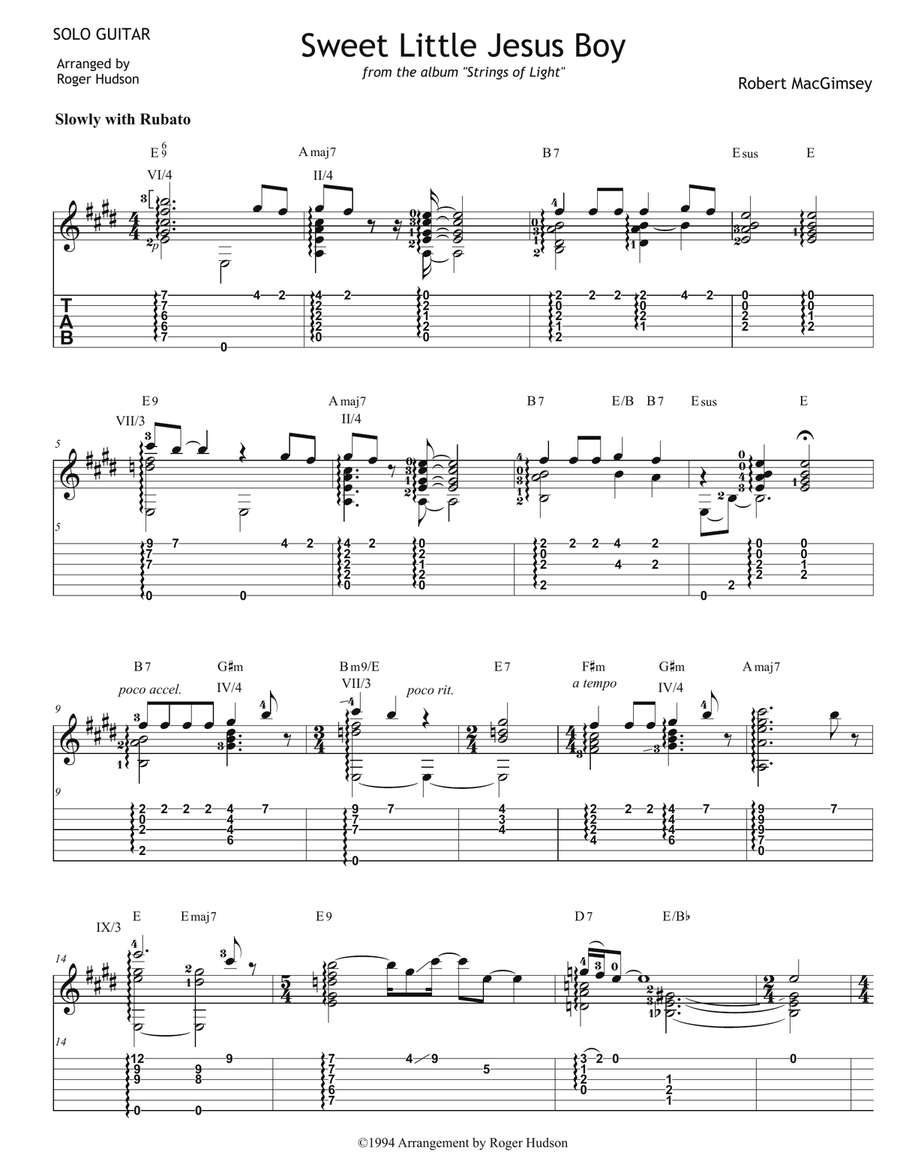 Sweet Little Jesus Boy Sweet Little Jesus Boy Electric Guitar scores gallery preview page 1