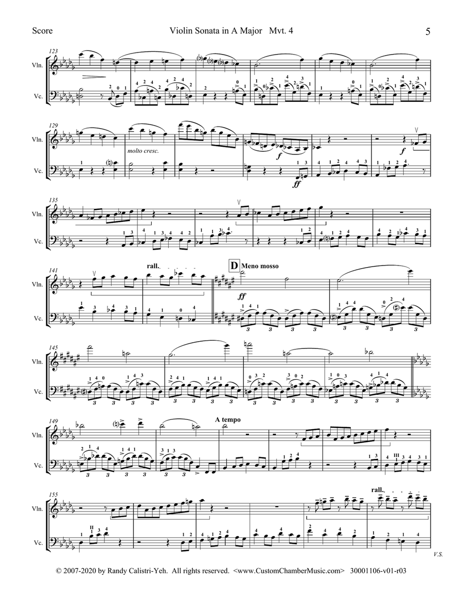 Franck Violin Sonata, Mvt. IV (violin/cello duet) String Duet scores gallery preview page 5