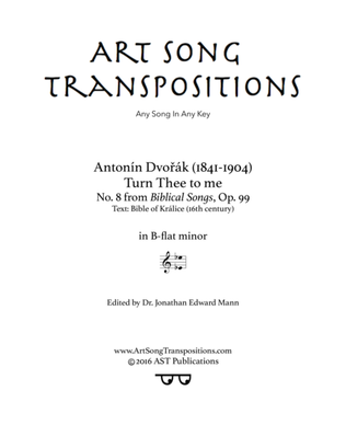 Book cover for DVORÁK: Turn Thee to me, Op. 99 no. 8 (transposed to B-flat minor)