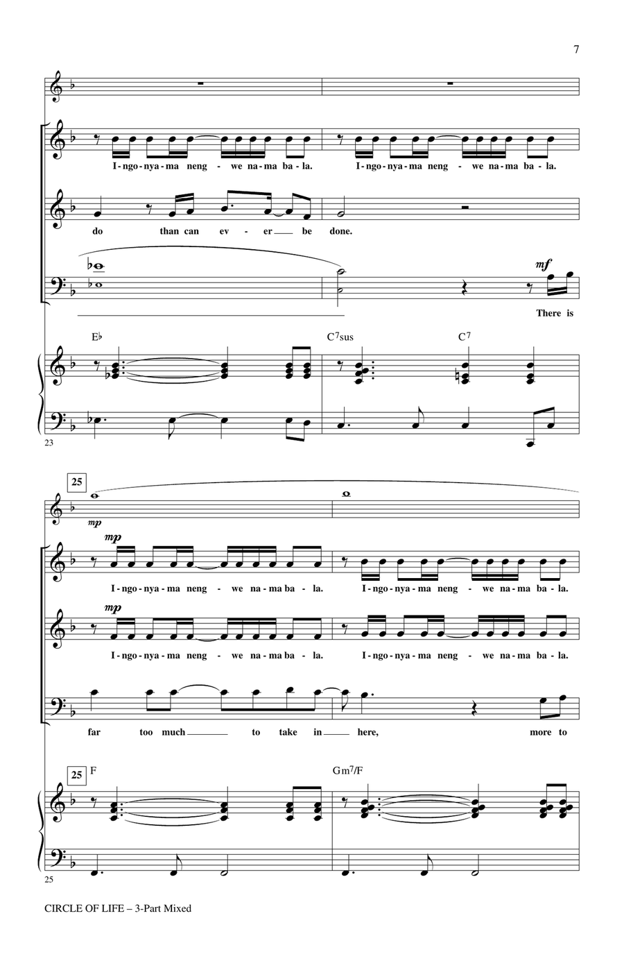 Circle Of Life (with Nants' Ingonyama) (from The Lion King) (Arr. Audrey Snyder) 3-Part scores gallery preview page 5