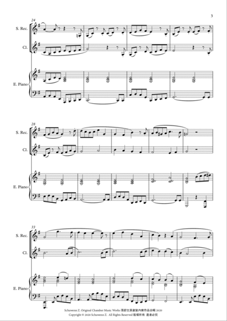 The Fading Sweetness(for woodwind and keyboard) Small Ensemble scores gallery preview page 3