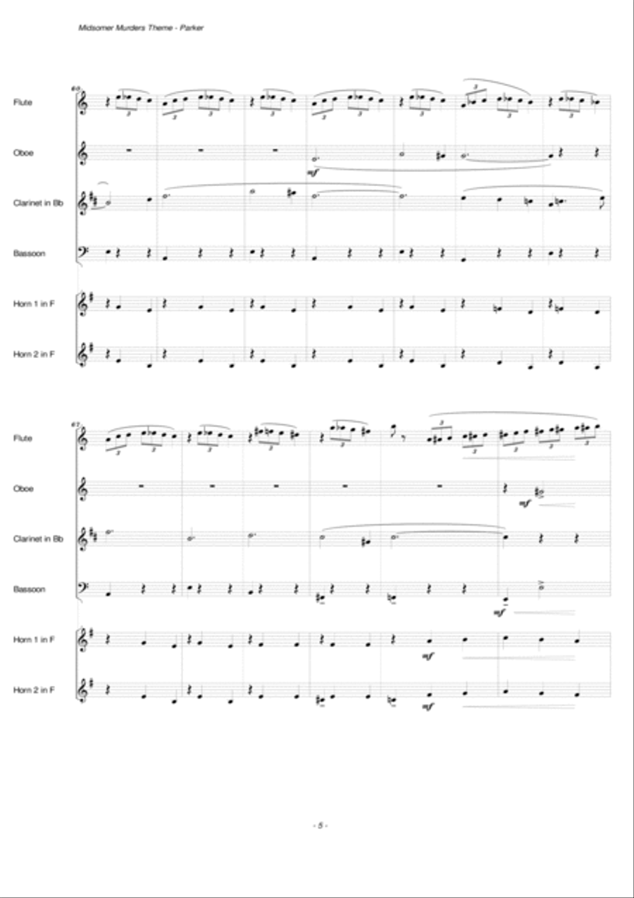 Midsomer Murders main Title cues Woodwind Ensemble Digital Sheet Music Sheet Music Plus