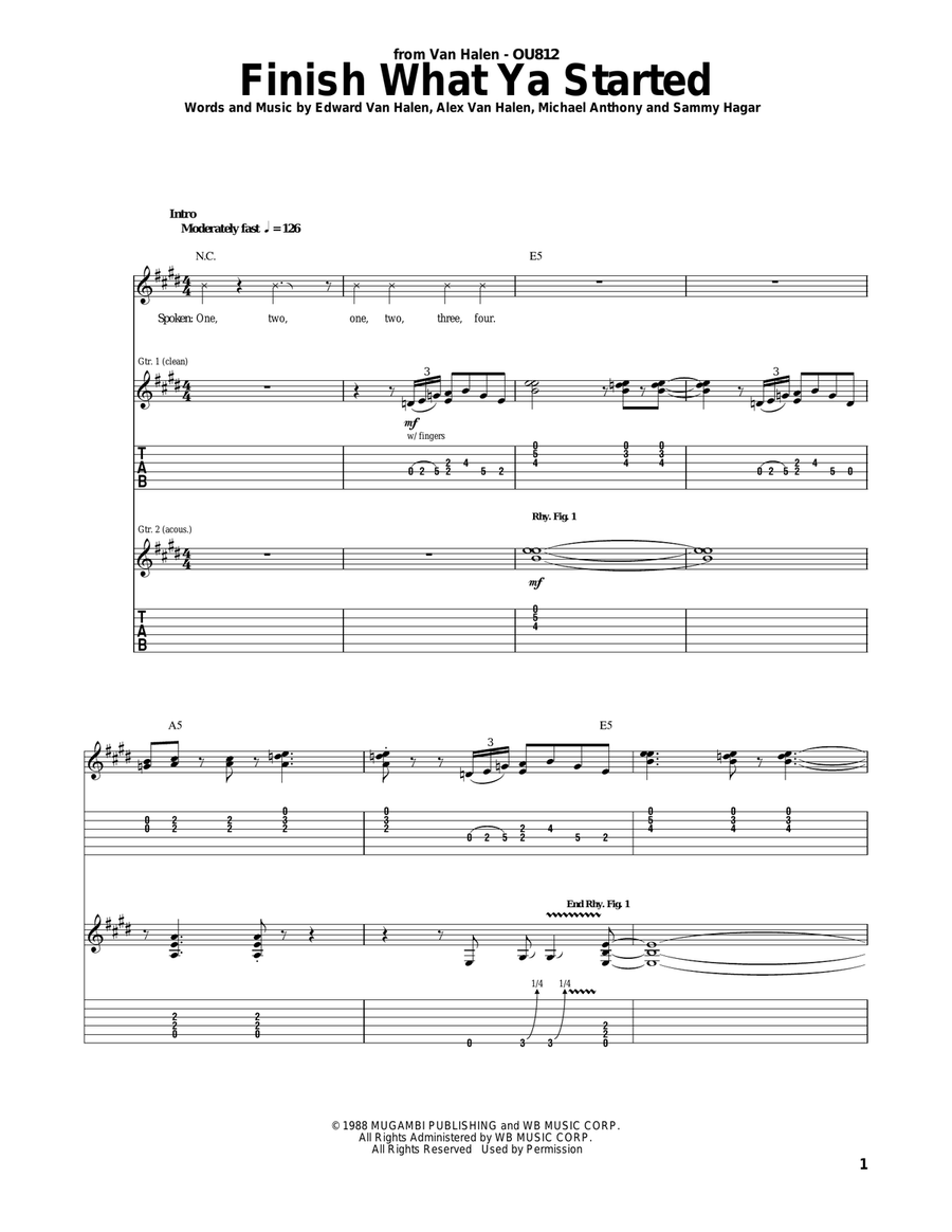Finish What Ya Started Acoustic Guitar scores gallery preview page 1