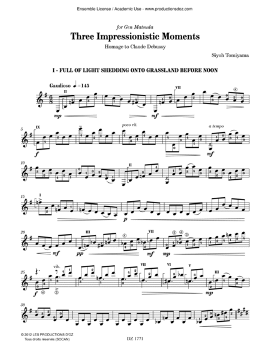 Three Impressionistic Moments Classical Guitar scores gallery preview page 2