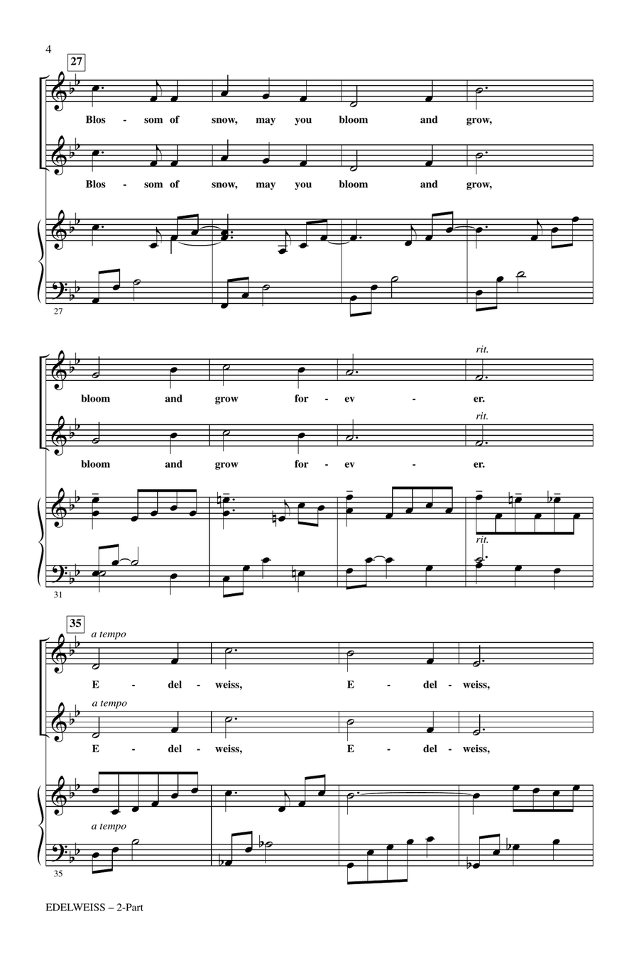 Edelweiss (from The Sound Of Music) 2-Part scores gallery preview page 3