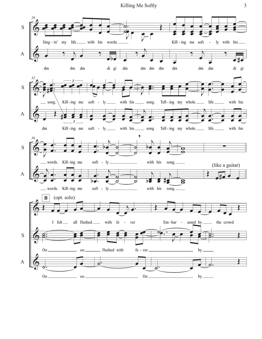Killing Me Softly With His Song SSAA scores gallery preview page 3