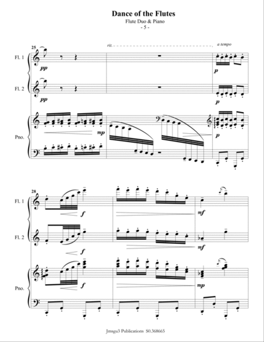Tchaikovsky: Dance of the Flutes from Nutcracker Suite for Flute Duo & Piano Flute Duet scores gallery preview page 5