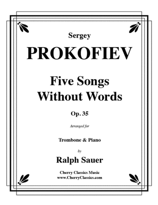Book cover for Five Songs Without Words for Trombone & Piano, Op. 35