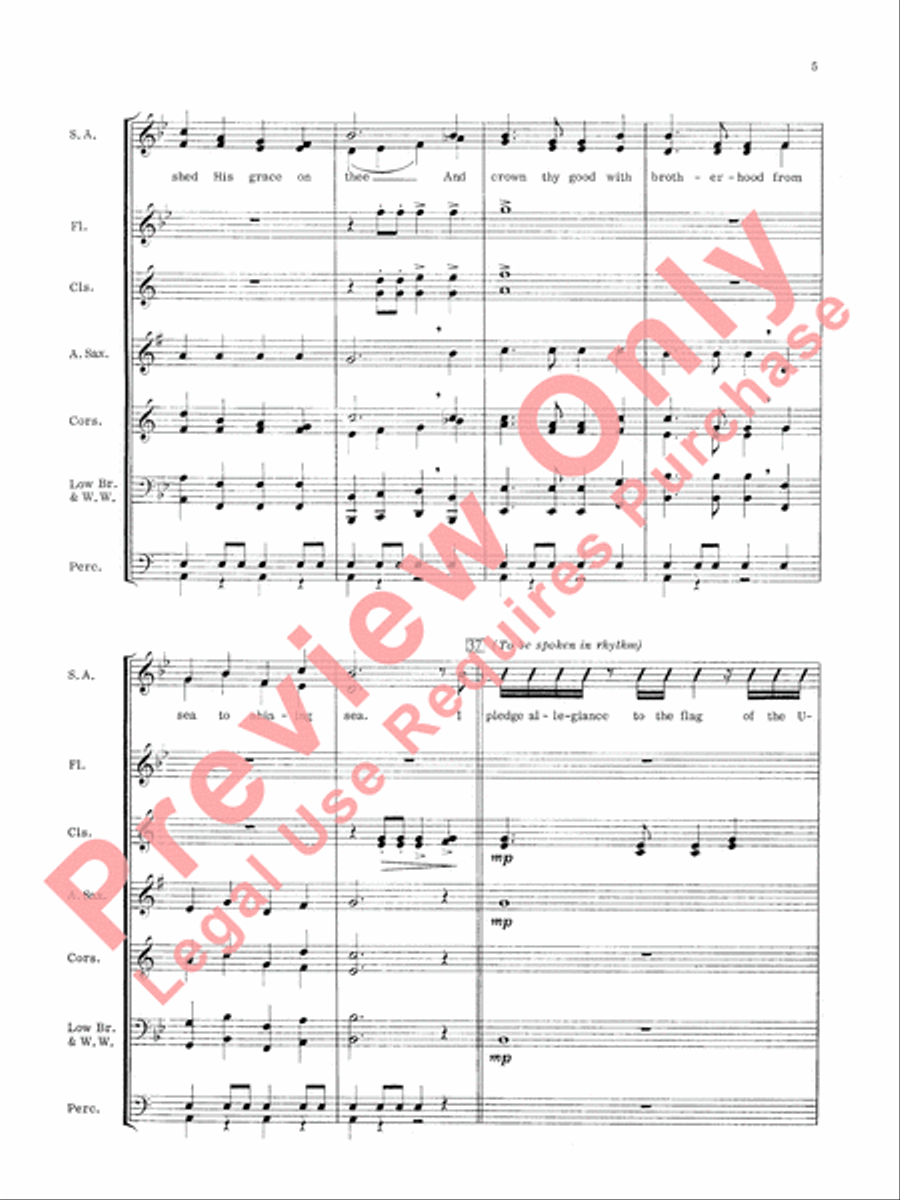 America, the Beautiful Concert Band scores gallery preview page 6