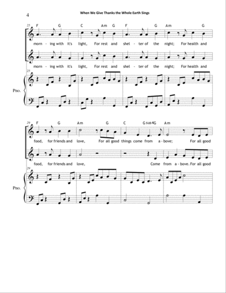 When We Give Thanks the Whole Earth Sings (SA-2-Part) SA scores gallery preview page 4